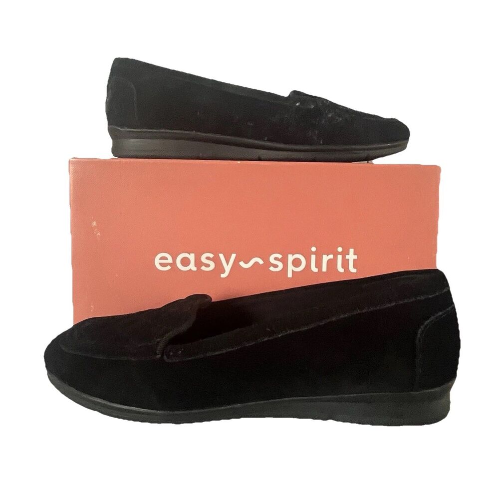 Easy Spirit Women's Black 'Wynter' Suede Slip On Loafers Quilted Size 7.5W